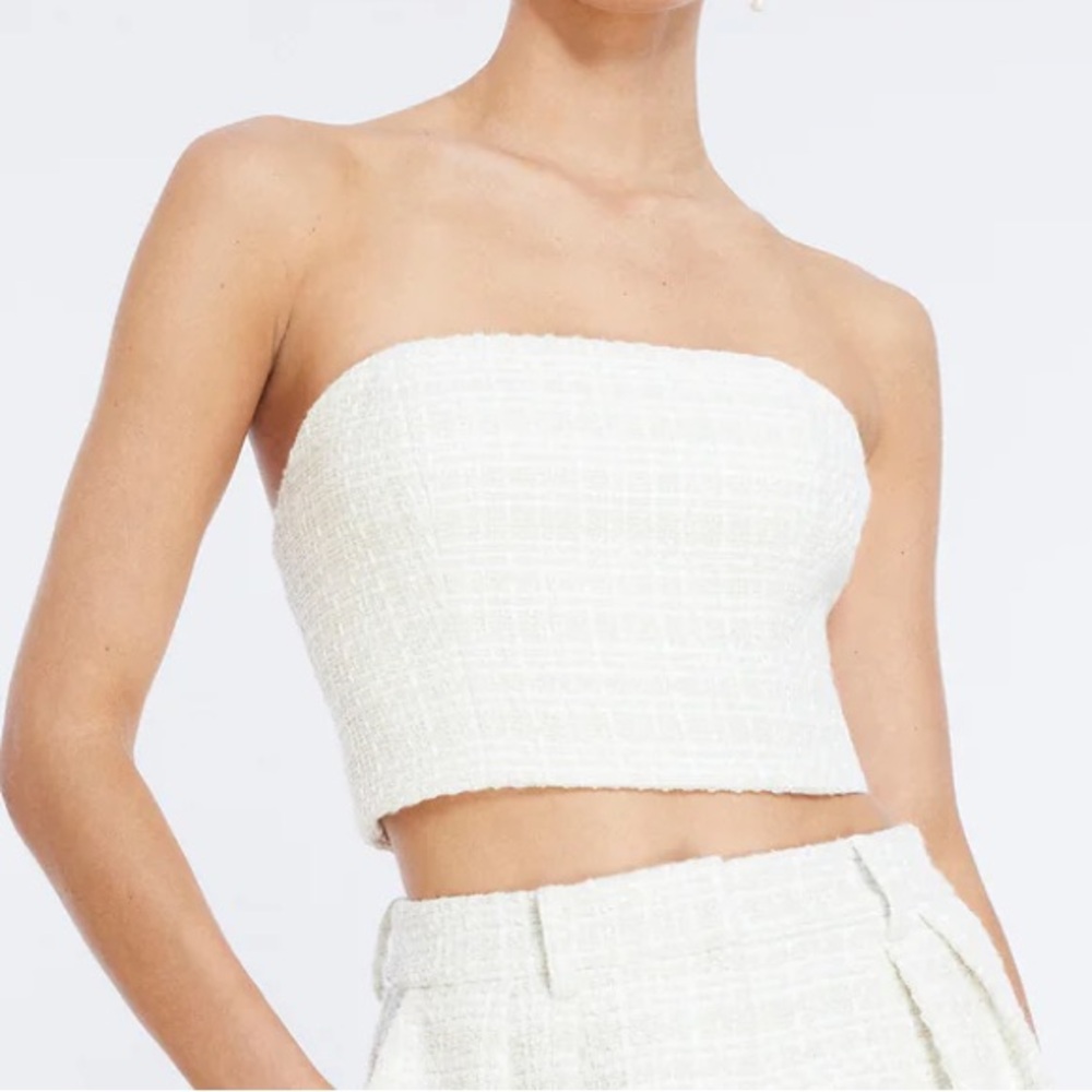 NWT BCBGMAXAZRIA Tweed Crop Top Gardenia